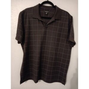 Van Heusen Polo Shirt Sz. L  Short Sleeve  Black w/ Black & Gray Stripes Golf